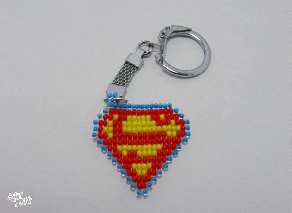 DIY Beaded superman logo Key Chain