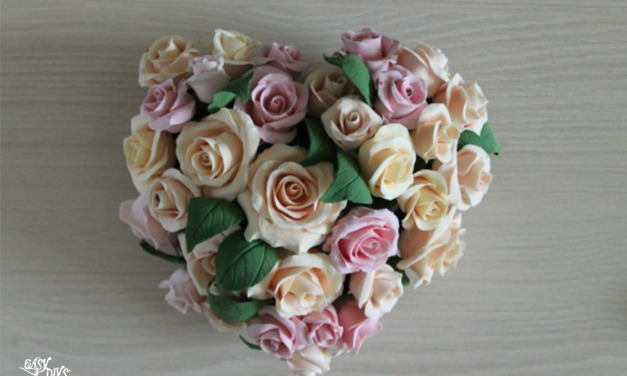 DIY heart-shaped roses arrangement