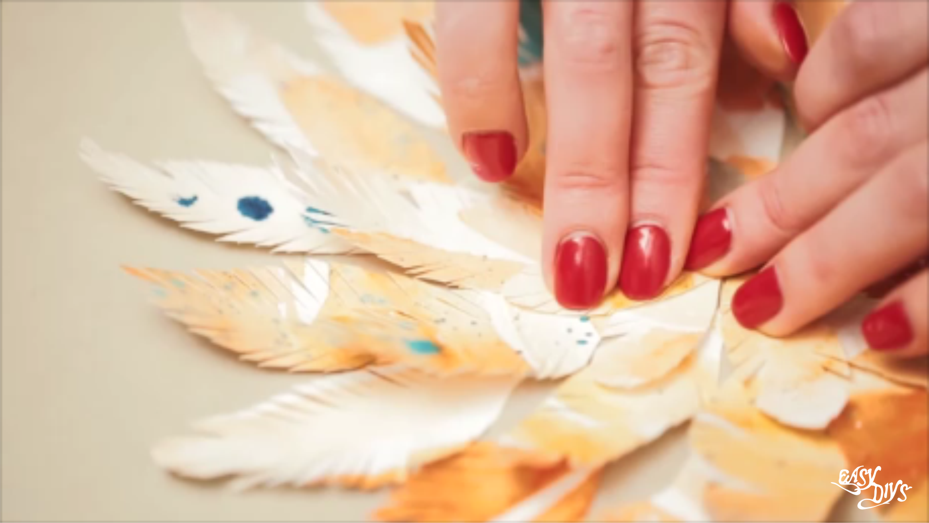 Paper feather collage wall art tutorial